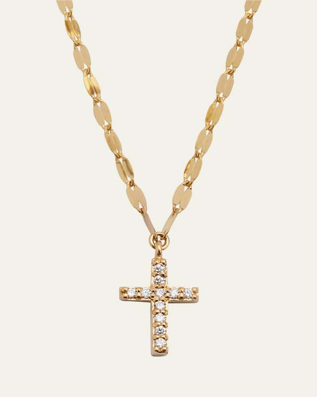 14K Flawless Mini Cross Pendant Necklace